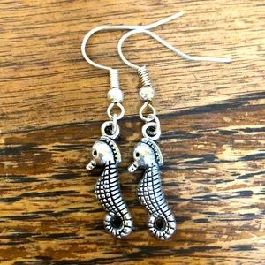 3/$15 • Silver Alloy Baby Seahorse Dangle Earrings